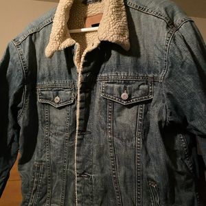GAP Blue Denim Sherpa Lined Jean Jacket